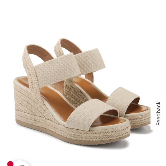 SZ7.5 Mia Cream Brittni Espadrille Wedge Sandals with Wide Straps with elastic. - Picture 3 of 16